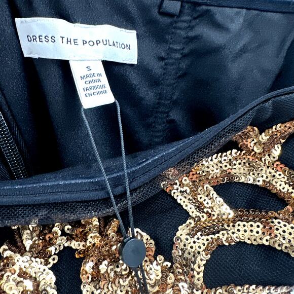 Dress the Population Black Label Morgan Sequin Fringe-Trim Bodycon Dress Size S - Picture 10 of 11